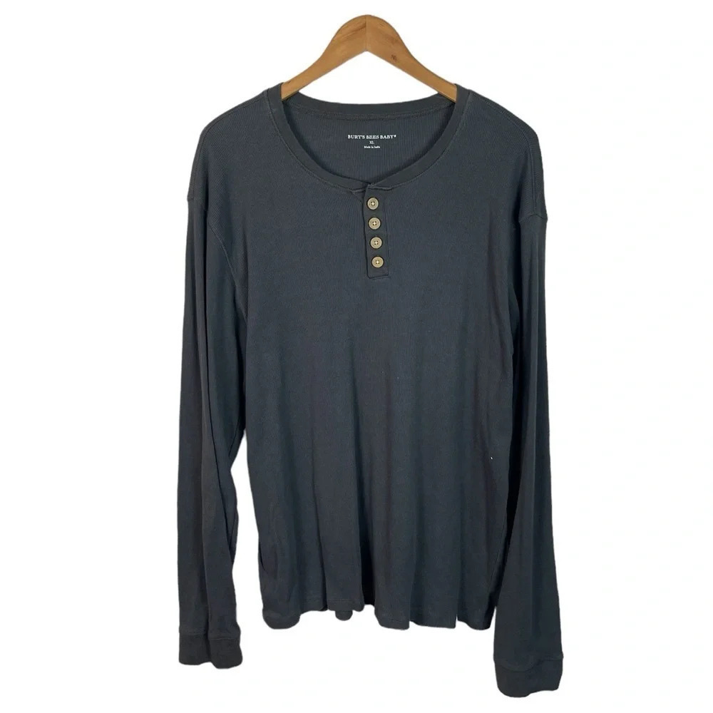 LS231 Men’s Burt’s Bees Baby Trendy Long Sleeve Henley Shirt XL